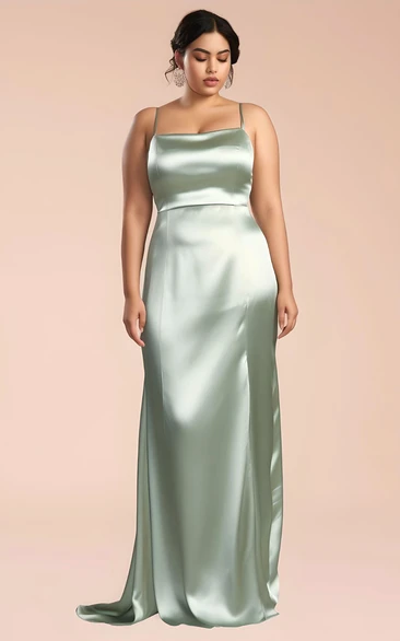 Ethereal Modern Mermaid Satin Plus Size Bridesmaid Dress 2023 Simple Casual Floor-length Sweep Train