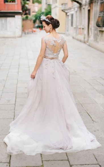 Romantic Lace Wedding In Lavender Shade Dress