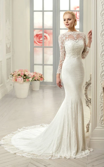 long sleeve lace mermaid wedding dress