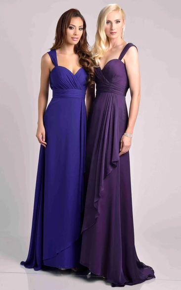 Chiffon A-Line Bridesmaid Dress With Crisscross Bust And Side Draping