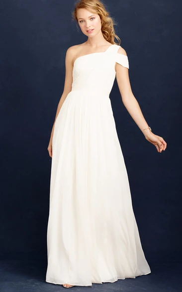 One-Shoulder Chiffon Wedding Dress With Ruching