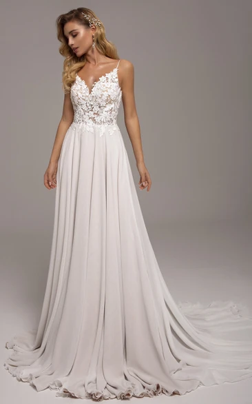 Simple Asymmetrical Mermaid Bridal Gown With Spaghetti Straps And Open Back
