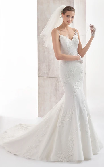 Sweetheart Spaghetti-Strap Mermaid Gown With Open Back And Court Train