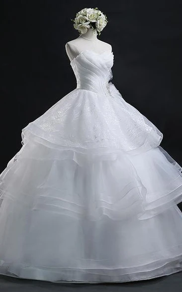 Ball Gown Sweetheart Organza Lace-up Corset Back Wedding Dress