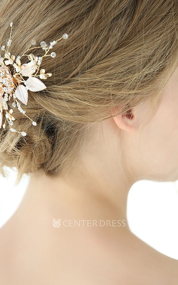 Golden Handmade Floral Bridal Hair Combs