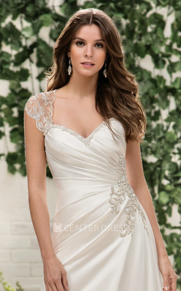 Sweetheart A-Line Wedding Dress With Side Beadings And Ruches