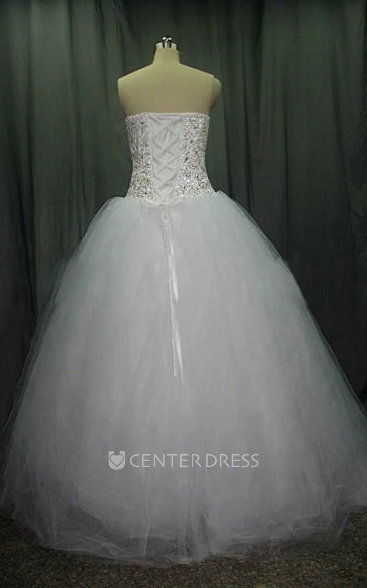 Ball Gown Sweetheart Tulle Lace-up Corset Back Wedding Dress