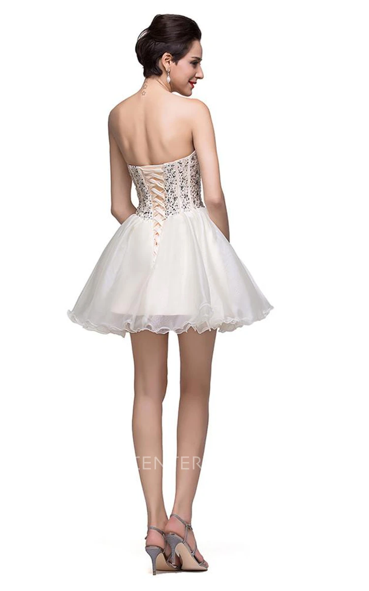 Glamorous Sweetheart Crystal Short Homecoming Dress Tulle