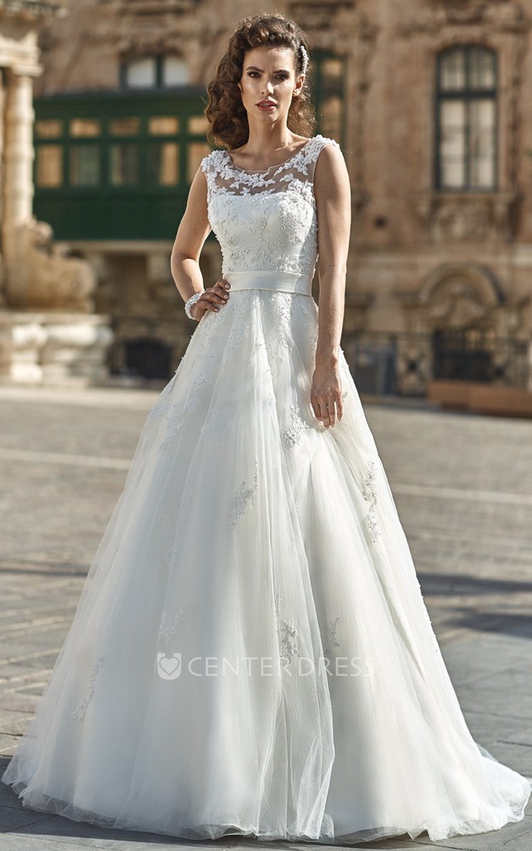 A line scoop neck clearance wedding dress