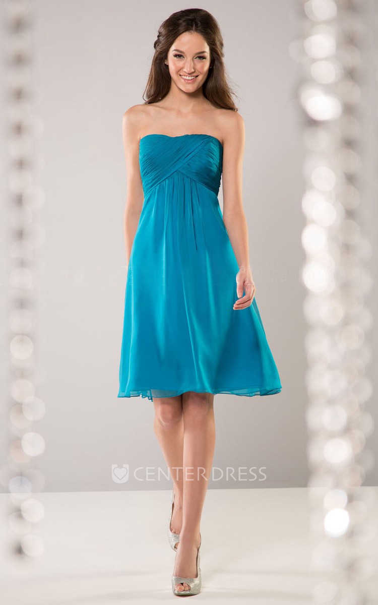 Turquoise Knee Length Bridesmaid Dress