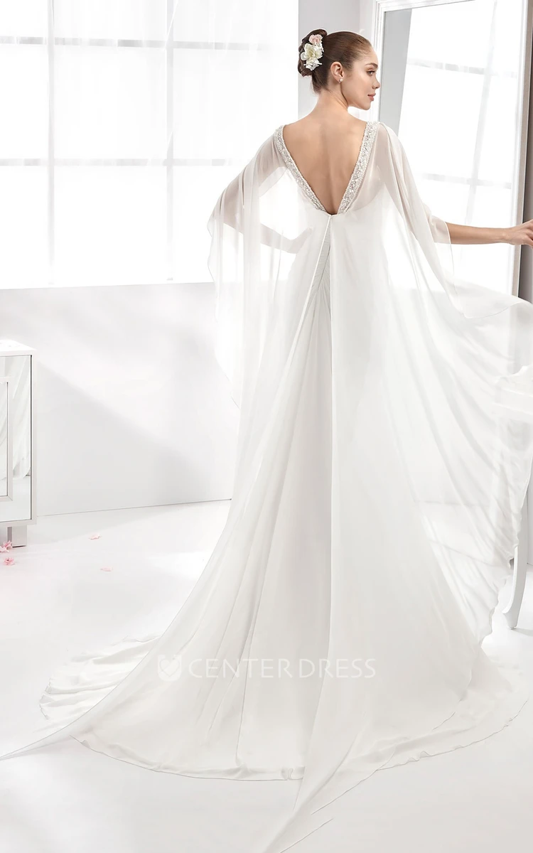 Sweetheart Chiffon Wedding Dress With Front Draping And Beaded Bust