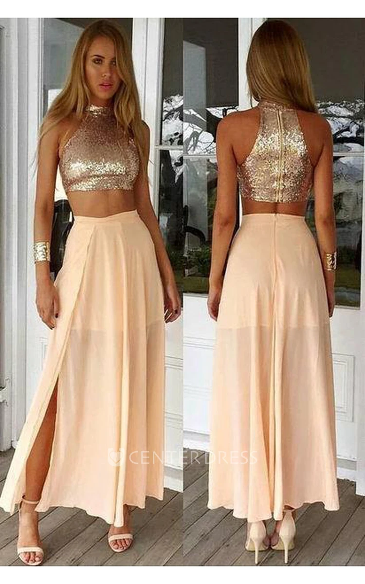 Long Sleeve Two Piece Prom Dresses - UCenter Dress