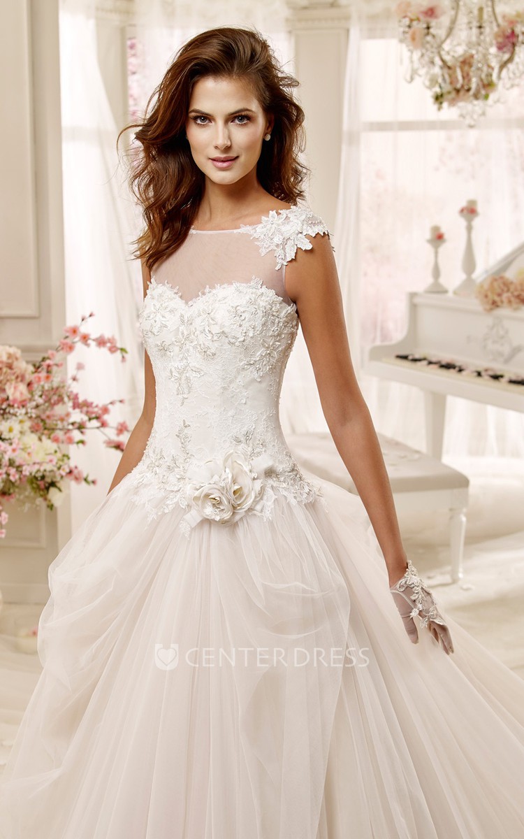 Jewel neck hot sale wedding dress