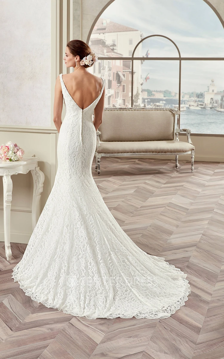 Sweetheart Sheath Lace Bridal Gown With Cap Sleeves And Open Back