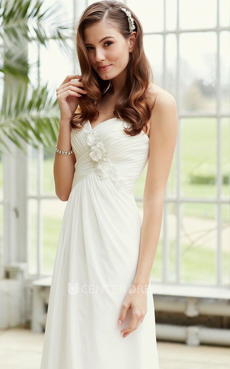 empire sweetheart floor length chiffon dress