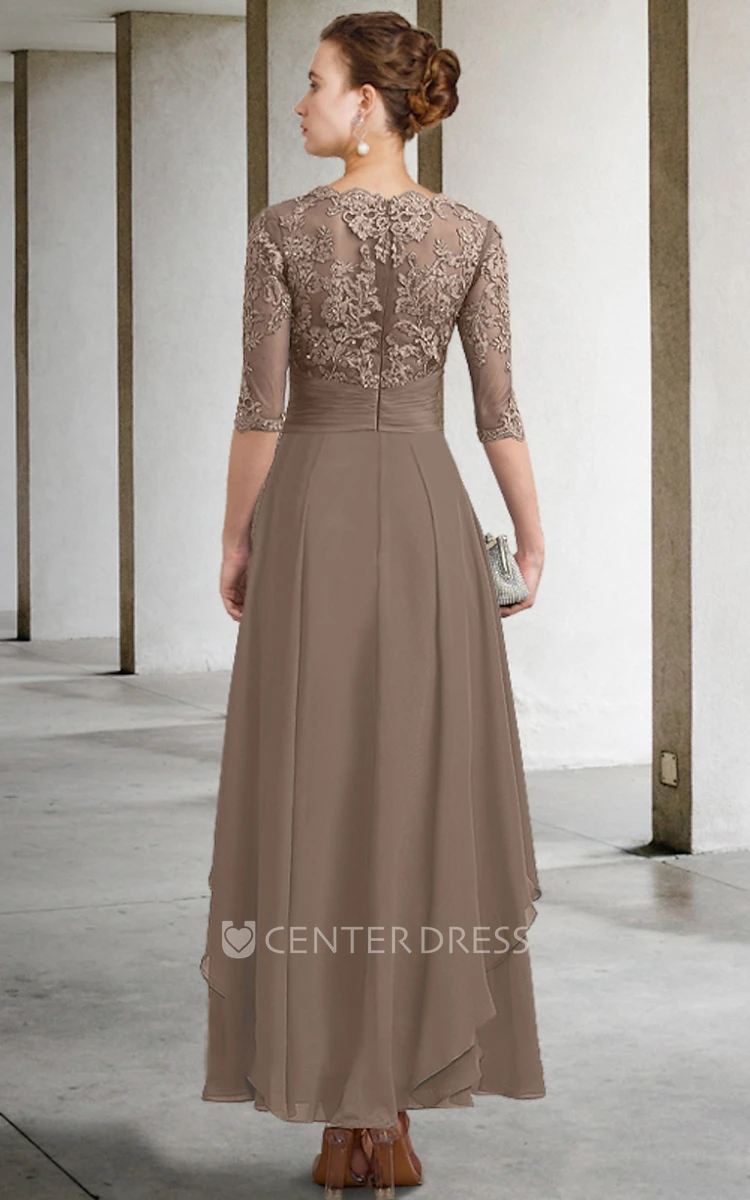 Ankle-length Modest Boho Elegant A-Line Mother of the Bride Dress Lace Chiffon