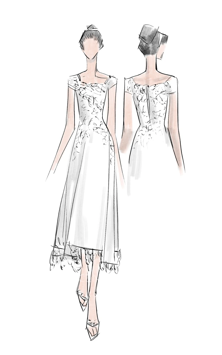 A Line Scoop Lace Zipper Wedding Gown