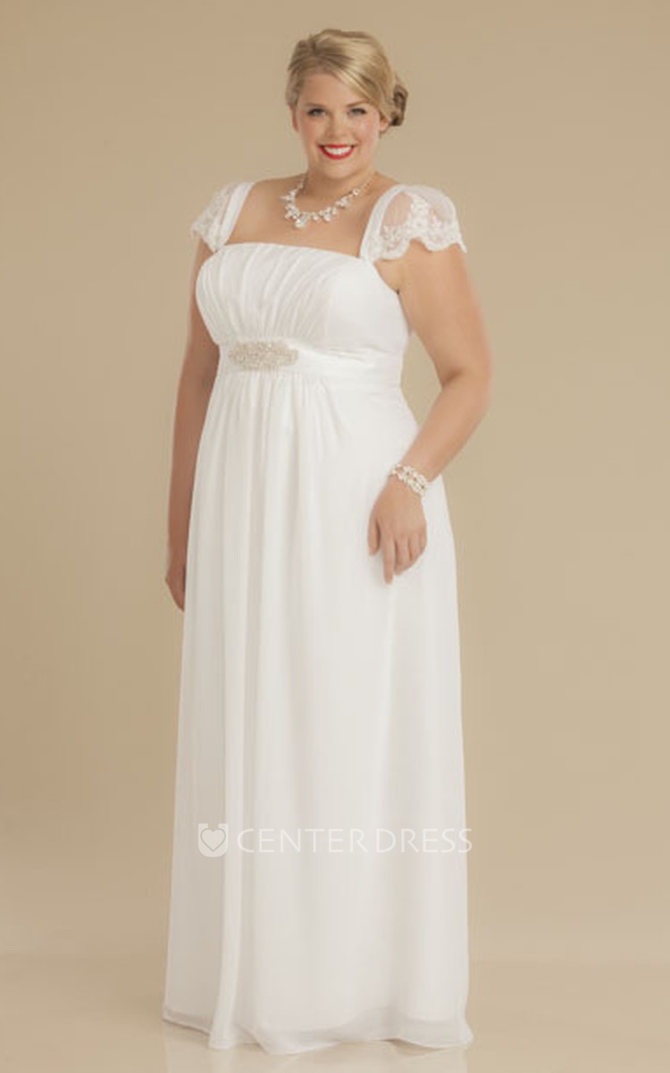 Wedding dress empire on sale waist plus size