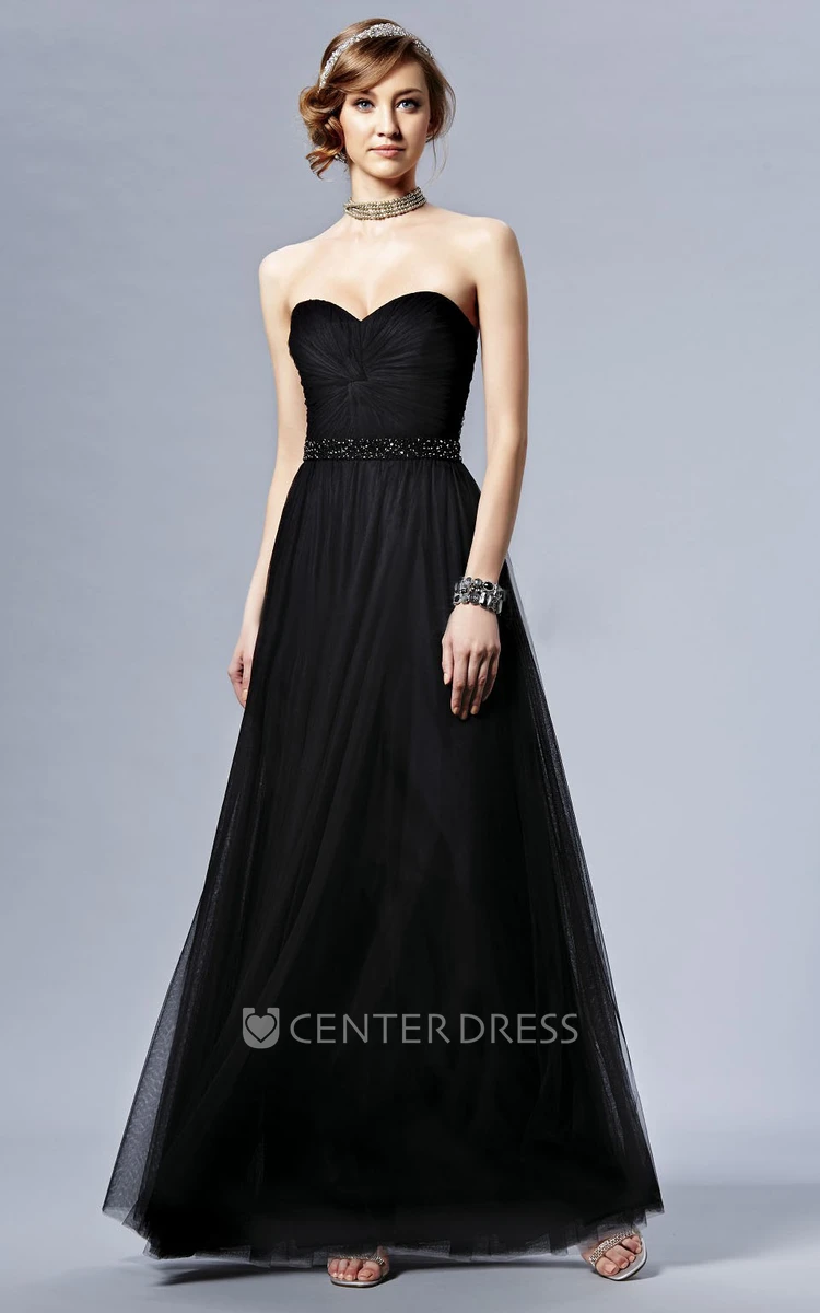 Sweetheart A-Line Bridesmaid Dress With Knot Detail And Sequins