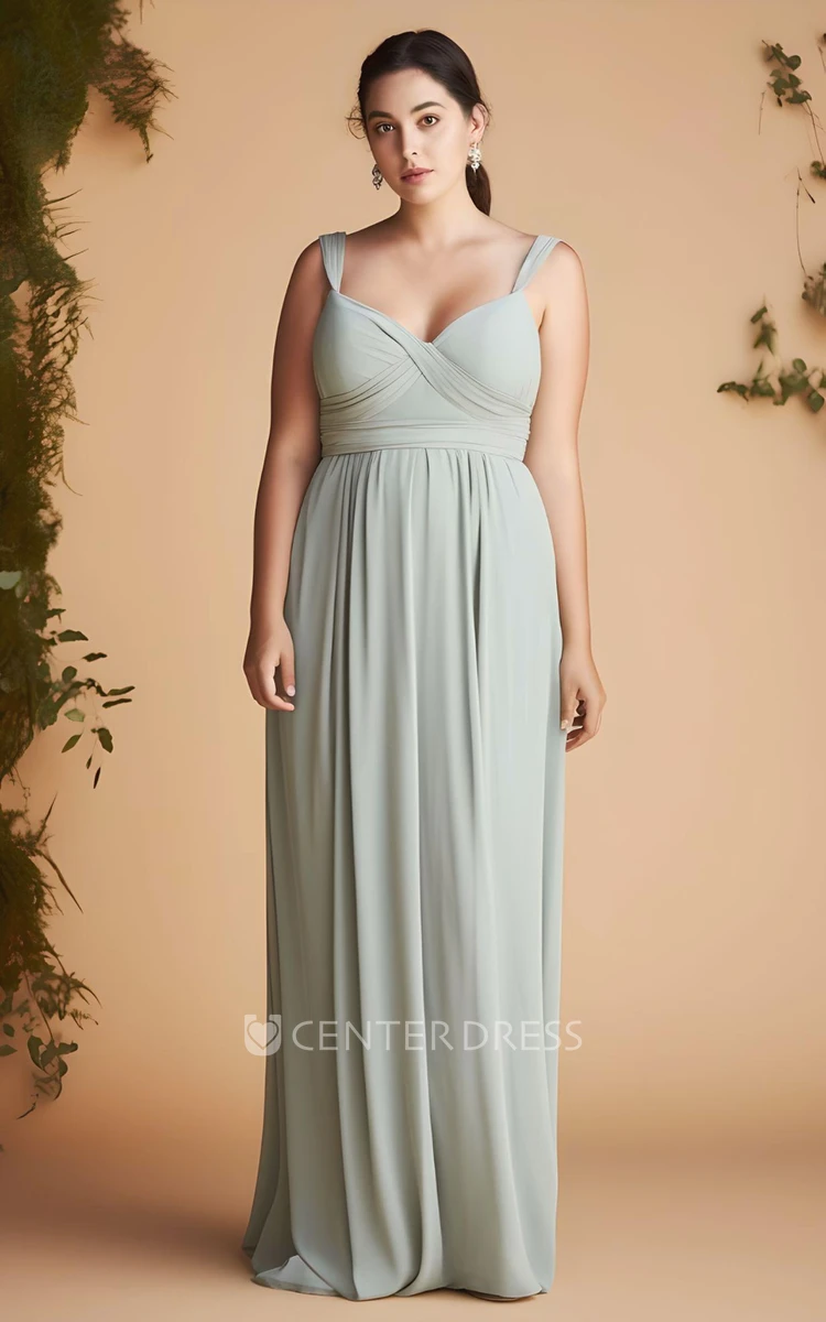 Sweetheart Floor-length Plus Size Chiffon Bridesmaid Dress 2024 Simple Casual Bohemian Elegant
