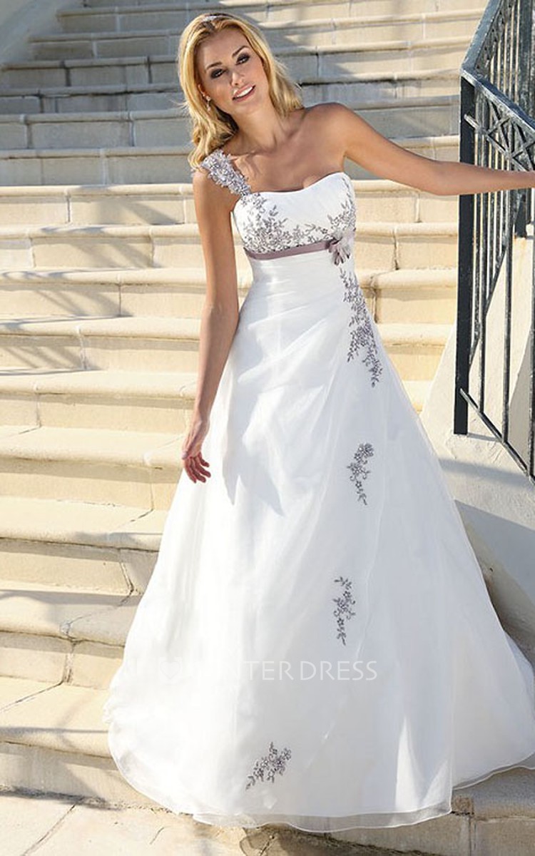 Draped Shoulder Wedding Dress