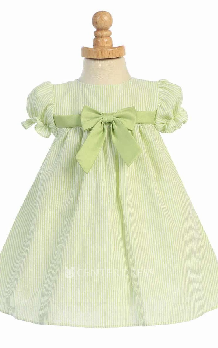 Tea-Length Cap-Sleeve Tiered Flower Girl Dress With Split