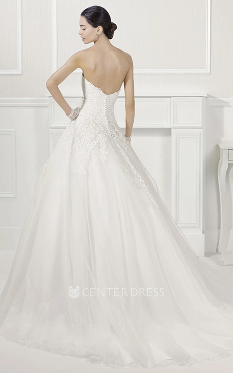 Sweetheart A-Line Tulle Bridal Ball Gown With Beading Waist