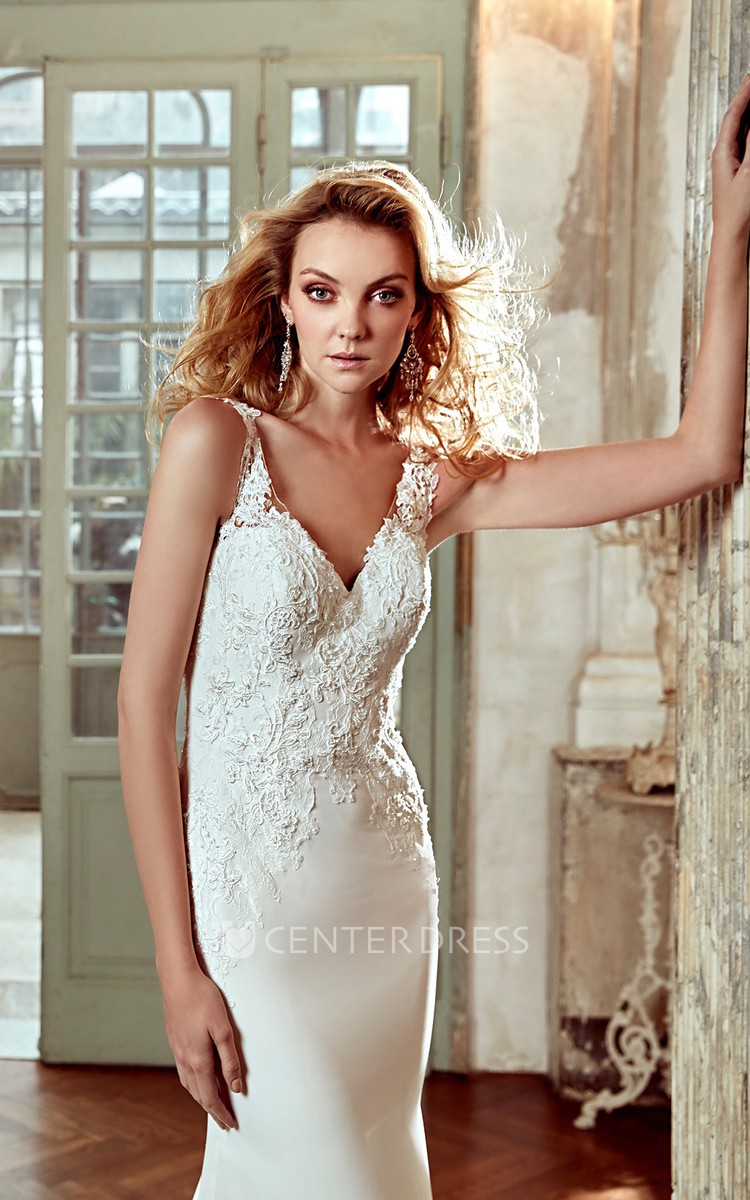 Sheath Wedding Dress with Train