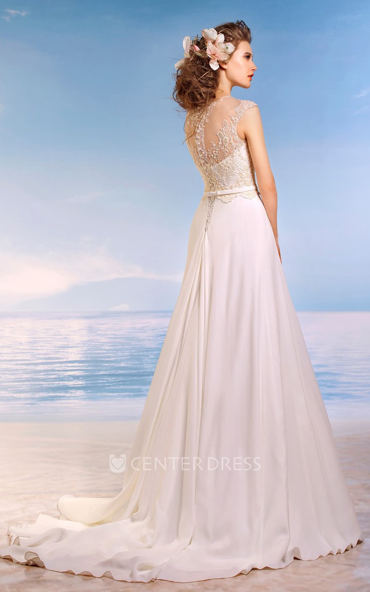 Cap sleeve lace outlet gown