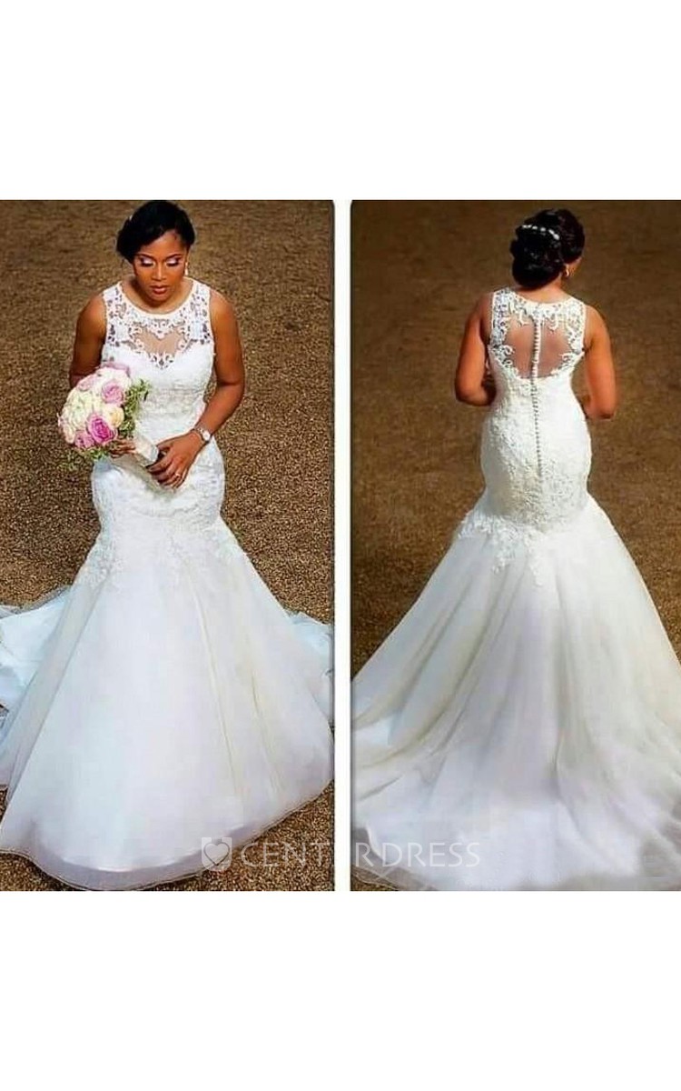 organza trumpet wedding dress