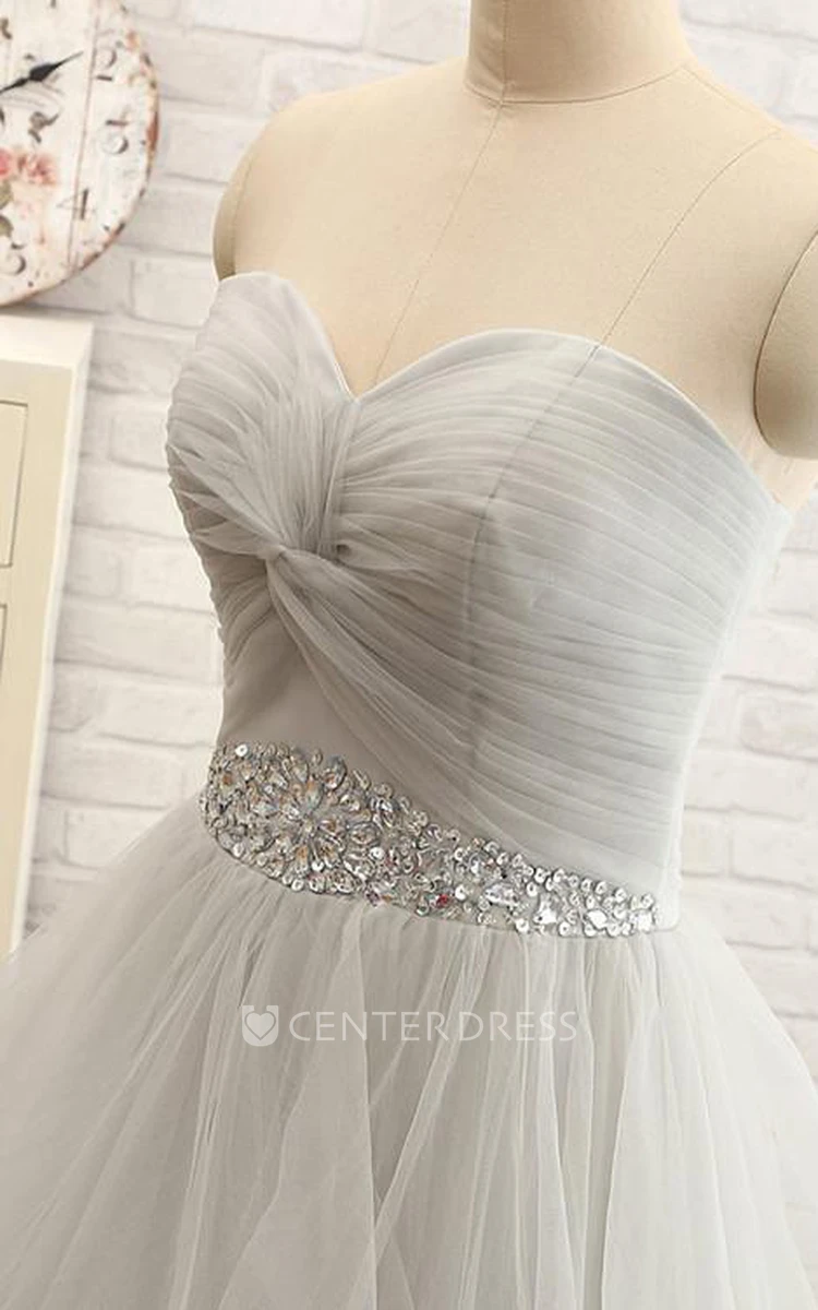 A Line Sweetheart Tulle Lace-up Corset Back Wedding Dress