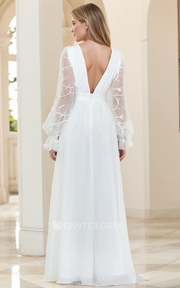 Satin V Neck Split Long A-line Beach Wedding Dress Satin V Neck Split Long A-line Beach Wedding Dress