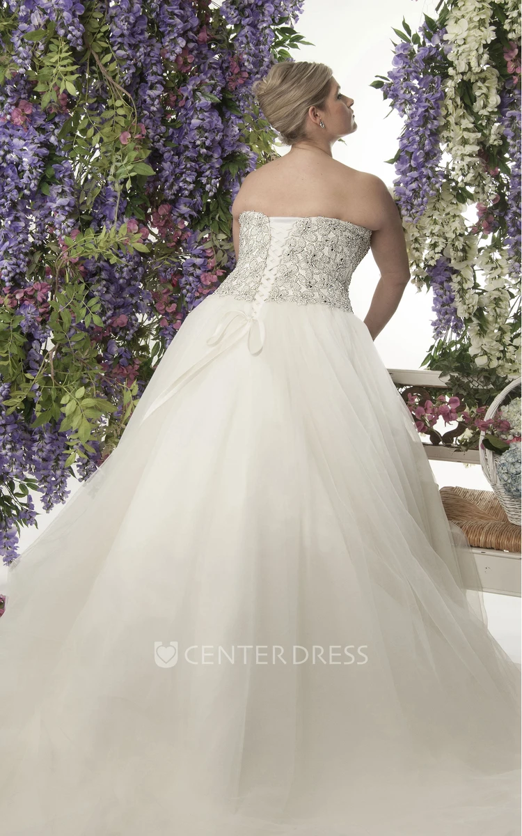 Sweetheart A-Line Tulle Ball Gown With Lace Top