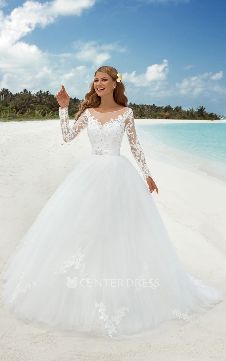 Illusion tulle 2024 wedding dress