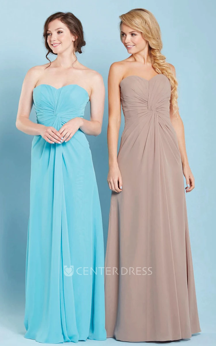 Ruched Sweetheart Sleeveless Chiffon Bridesmaid Dress With Lace-Up