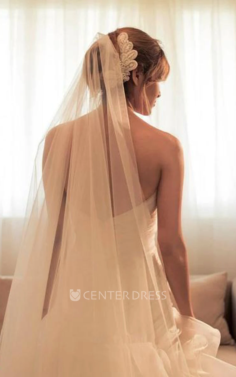 A Line Sweetheart Tulle Backless Zipper Wedding Gown