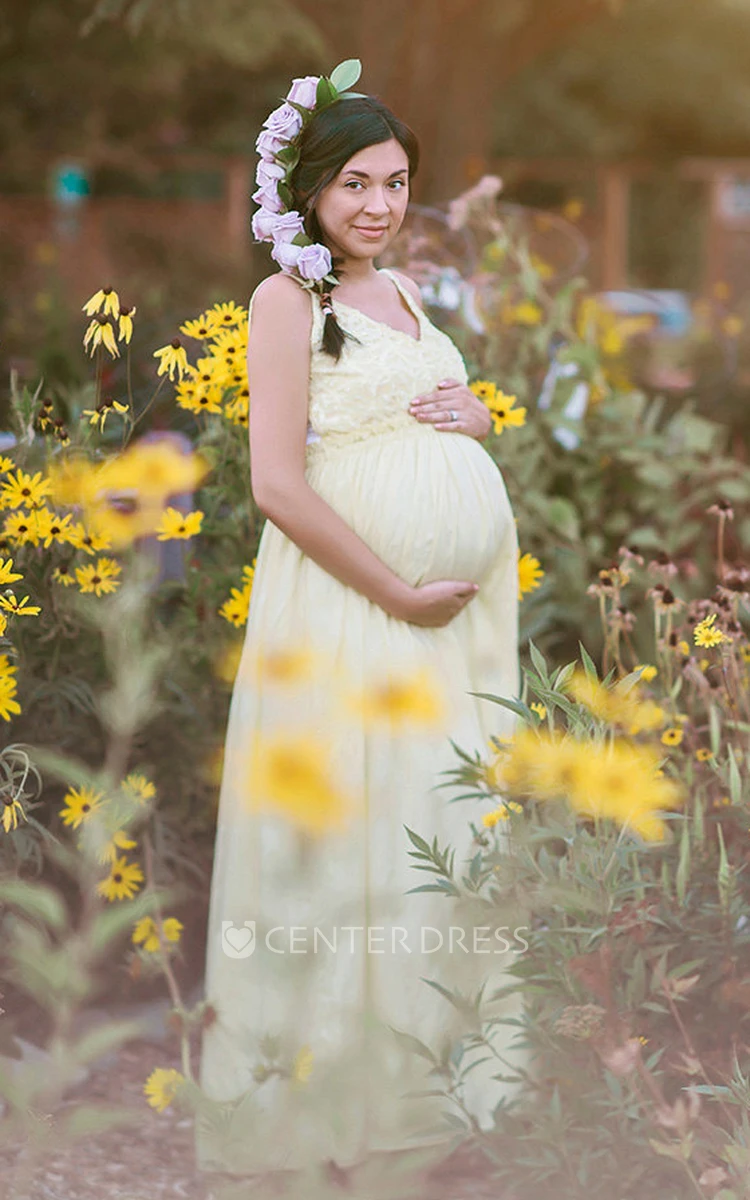 A-Line Knee-length Sleeveless Empire Maternity Dress