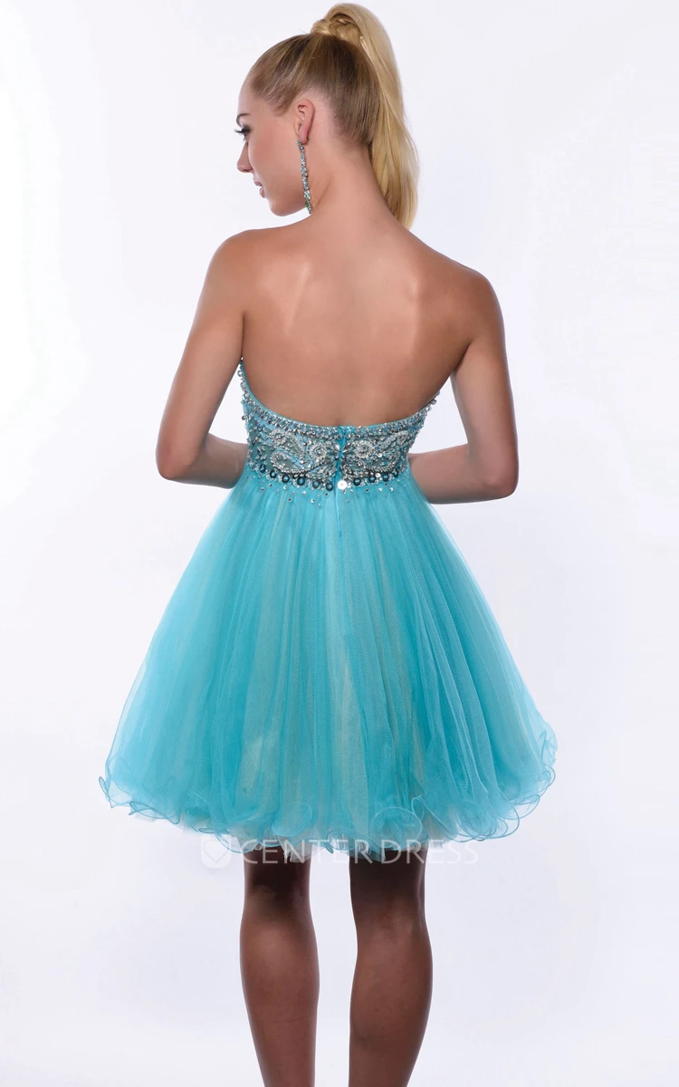Mini A-Line Tulle Sweetheart Homecoming Dress With Shining Corset