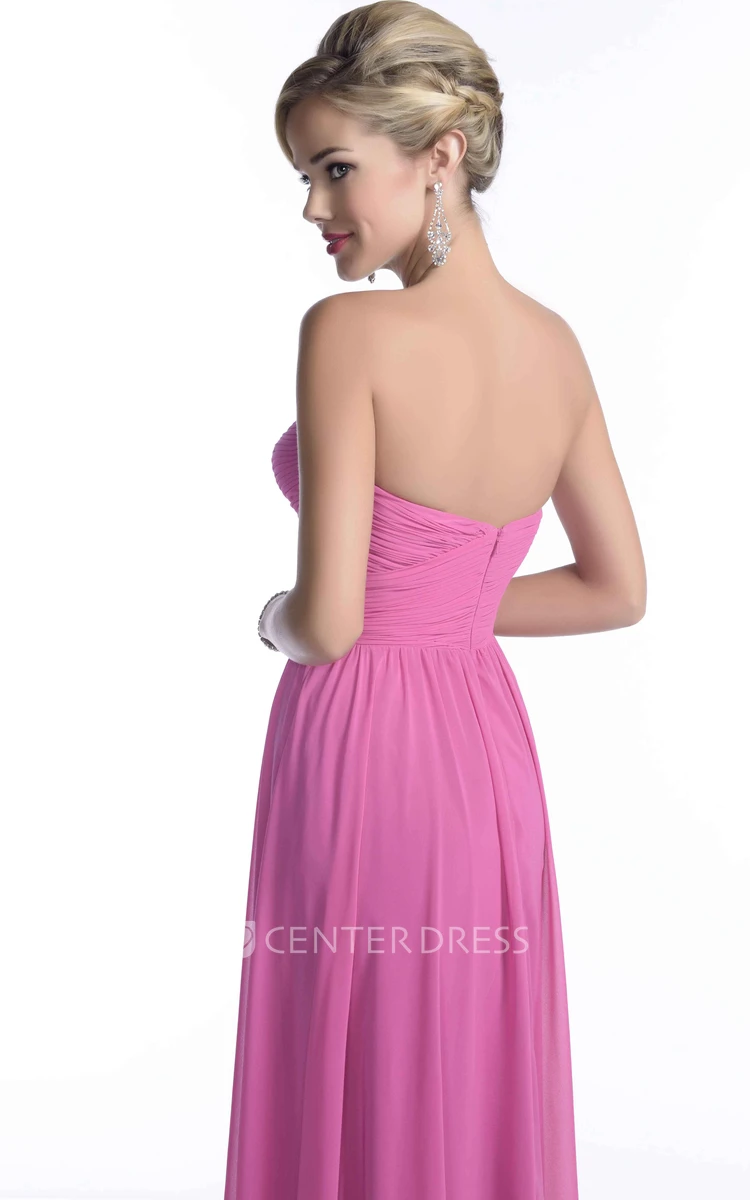 A-Line Sweetheart Chiffon Bridesmaid Dress With Crisscross Ruched Bodice
