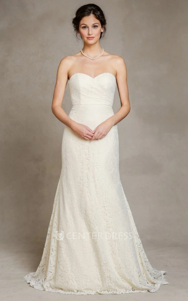 Long Sweetheart Sleeveless Lace Wedding Dress