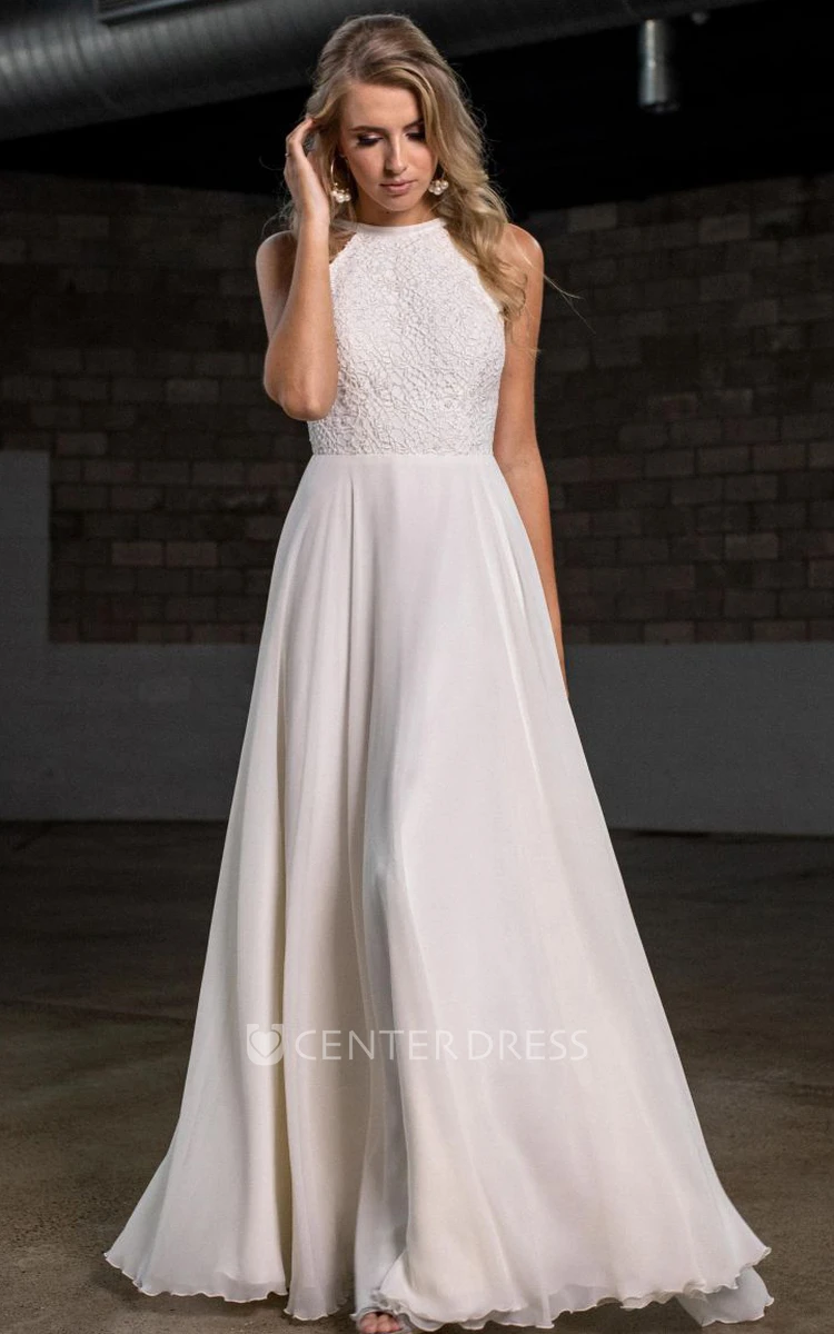 White chiffon 2024 halter dress