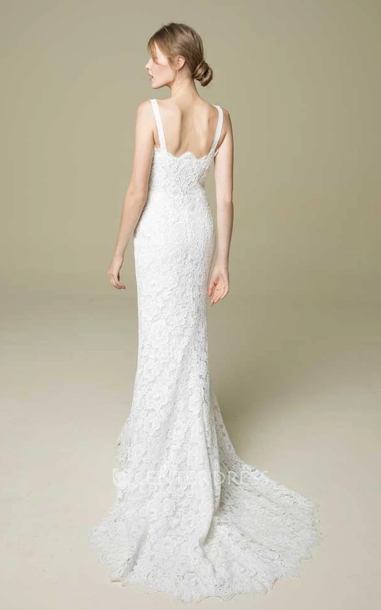 Sexy V-neck Lace Mermaid/Trumpet Bridal Gown