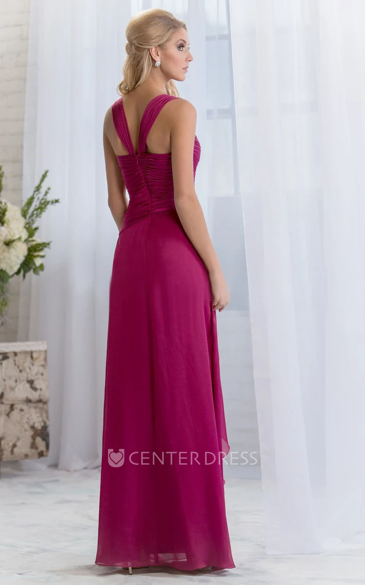 Sleeveless Square-Neck A-Line Bridesmaid Dress With Ruffles