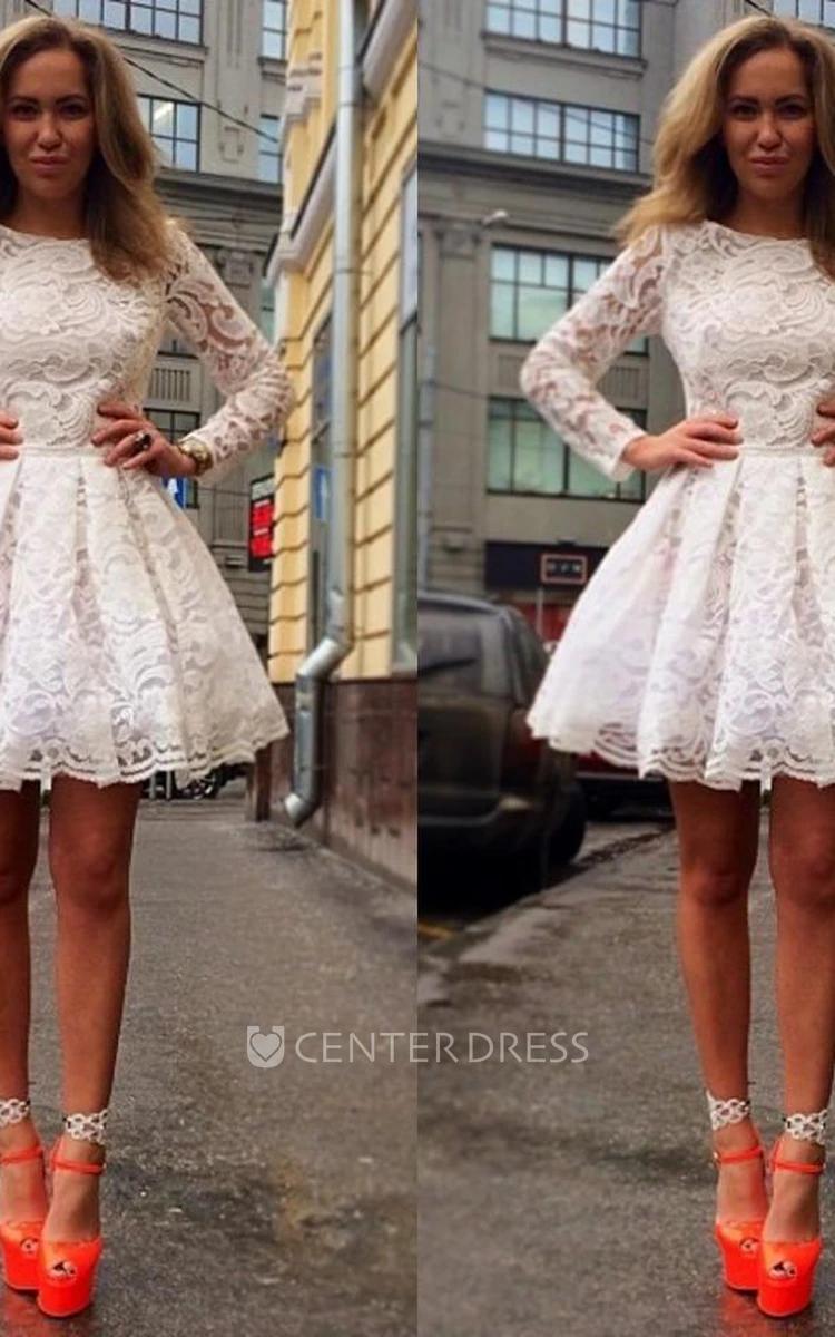 Elegant Long Sleeve Short Homecoming Dress With Lace