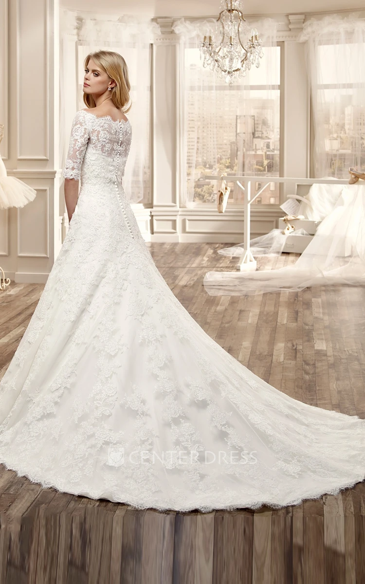 Half sleeve outlet lace wedding dress