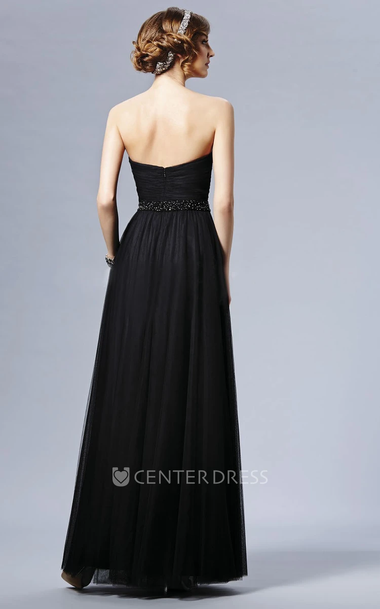 Sweetheart A-Line Bridesmaid Dress With Knot Detail And Sequins