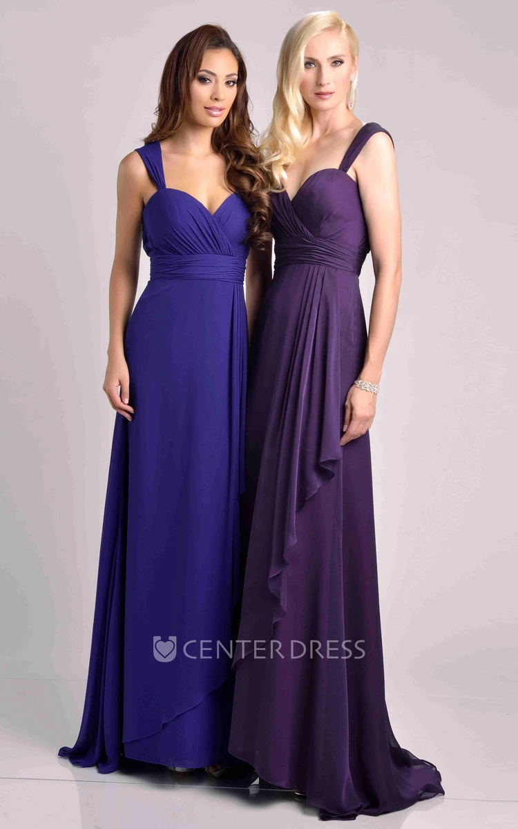 Chiffon A-Line Bridesmaid Dress With Crisscross Bust And Side Draping