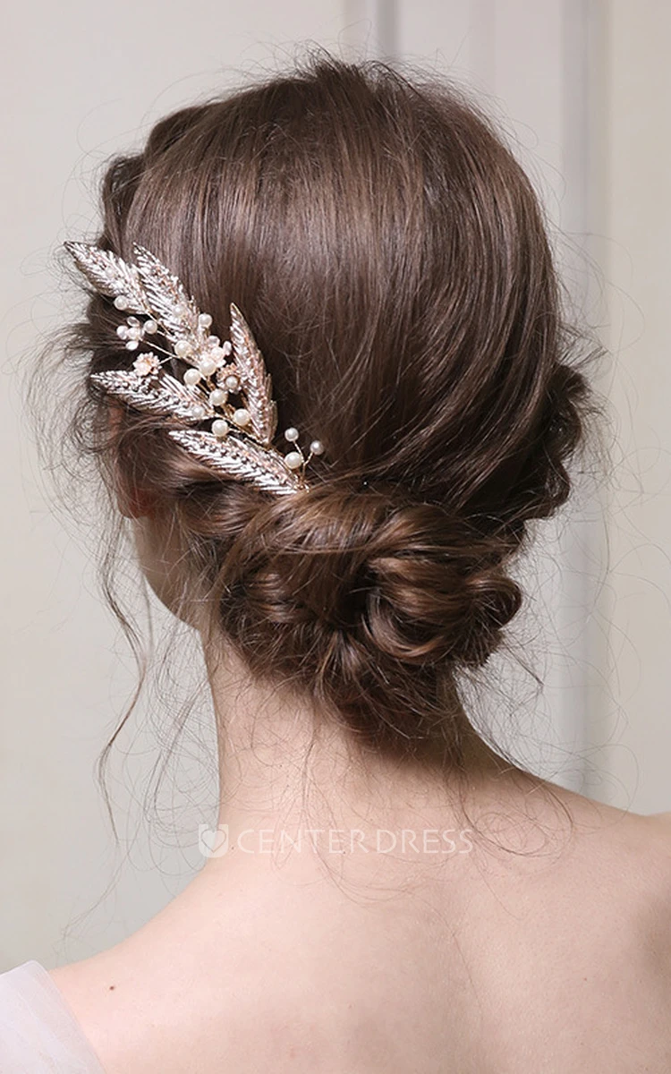 Classical Alloy Hair Combs with Pearls