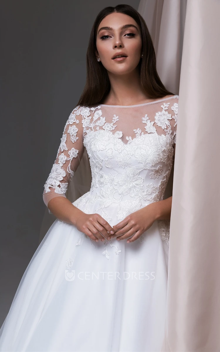Elegant Ball Gown Princess Lace Wedding Dress with Pockets