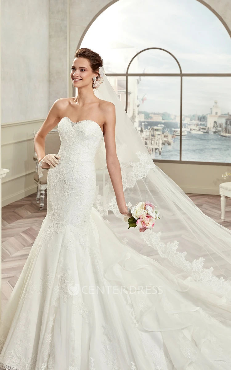 Strapless Mermaid Bridal Gown With Ruching Train And Open Back